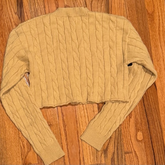 NWT Cider Texture Crewneck Crop Cable Knit Sweater Color: Camel Size: L - Picture 4 of 4